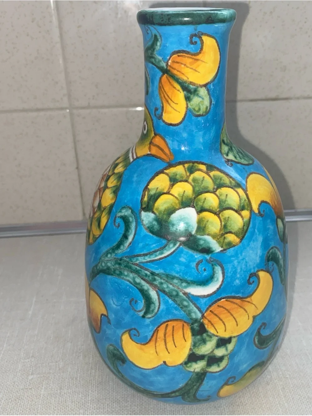 Baudinelli Italy‎ Art Vase Bird Floral Vintage Signed